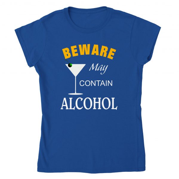 Beware May Contain Alcohol Womens Tee - Royal