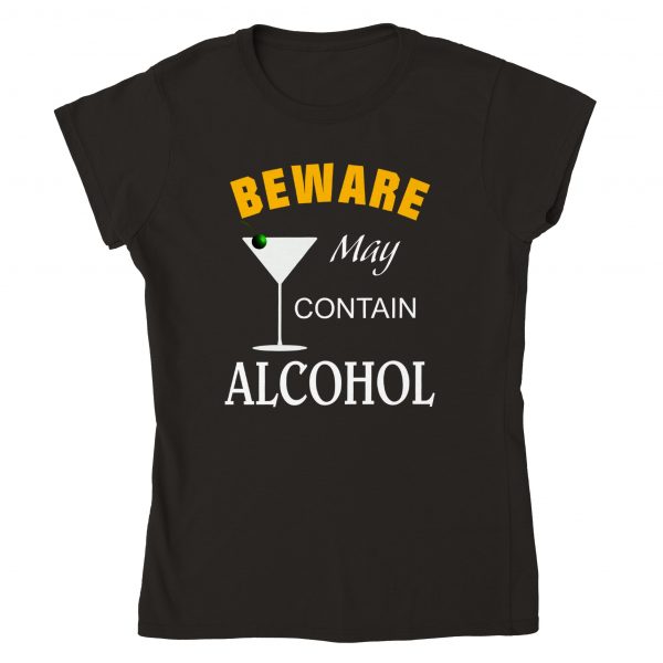 Beware May Contain Alcohol Womens Tee - Black